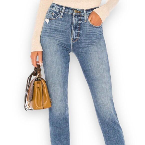 FRAME Le Sylvie Crop Raw Edge Jeans - Picture 1 of 12